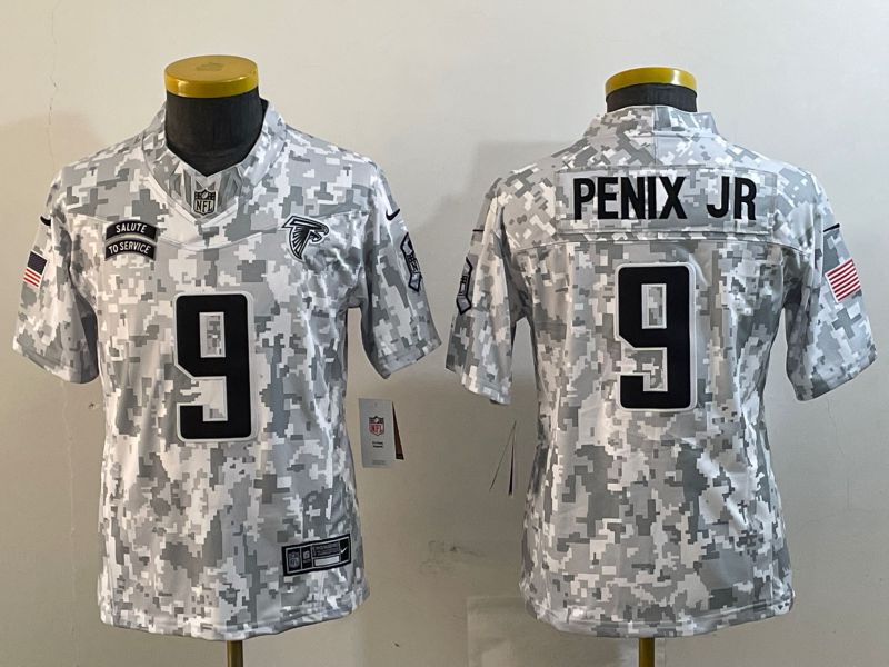 Youth Atlanta Falcons #9 Penix jr Nike Arctic Camo 2024 Salute to Service Limited NFL Jersey style 2->new orleans saints->NFL Jersey